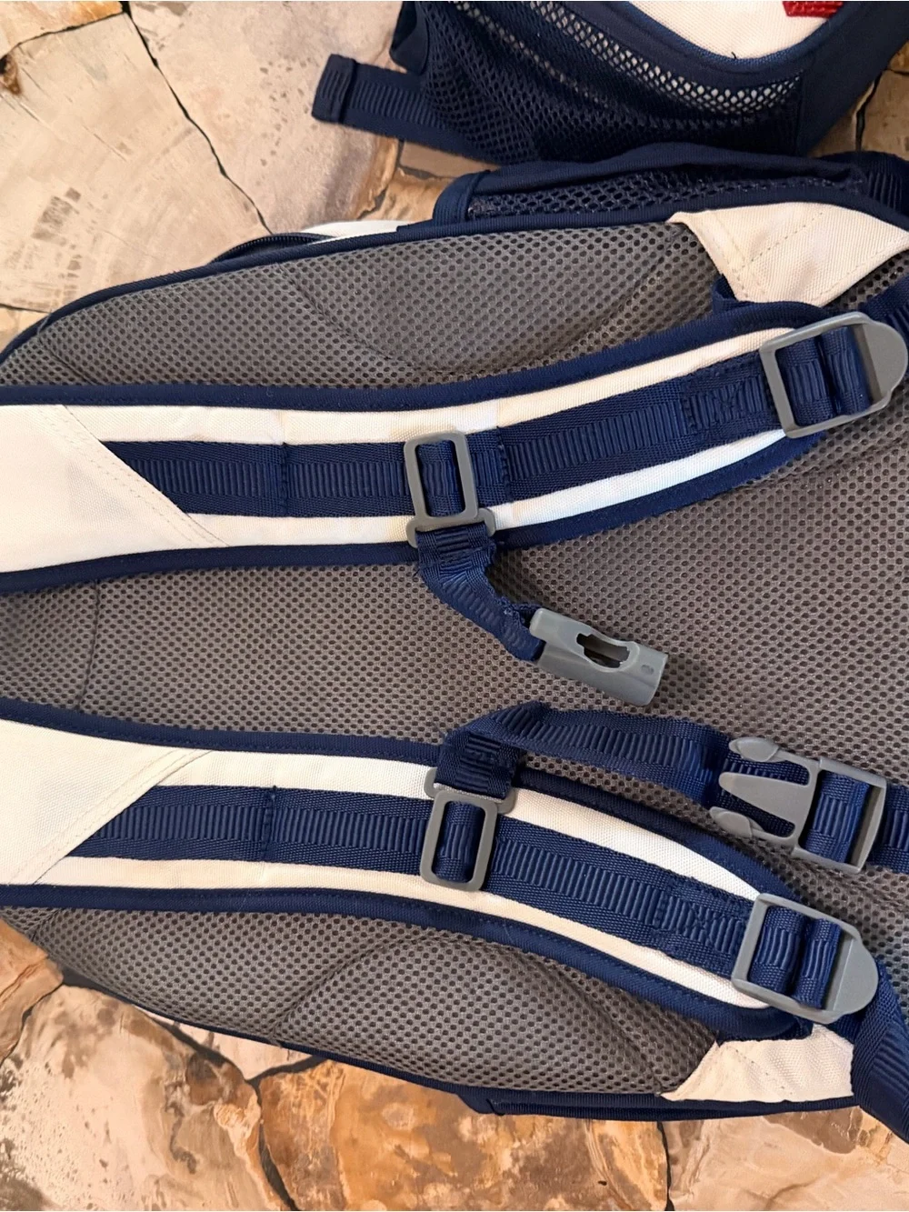Pottery barn Kids Mackenzie 3d Baseball Stitch Backpack - Navy/White